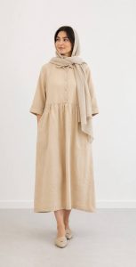 3050.595.پیراهن.لنین پفکی.نرمال. پک5تایی.قهوه ای1.استخوانی1.گردویی1.سرمه ای1.سبز سرمه ای1.(5C.8.9)