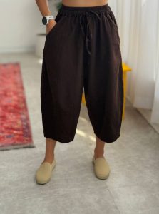4011.560.شلوار بالنی.لینن پفکی.نرمال پک6تایی.قهوه ای4.سرمه ای2 (4D.7.8)