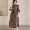 3018.613.پیراهن.کتان سیلک سونیا.نرمال. پک4تایی.قهوه ای1.سرمه ای1.گردویی1.استخوانی1. (1B.5)